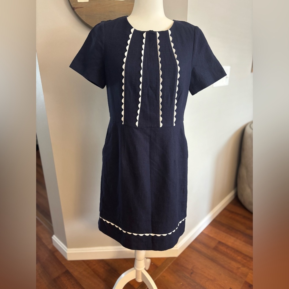 Boden Midnight Blue Dress with Ivory Accents